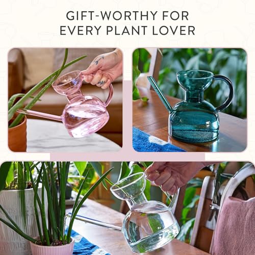 Modern Sprout Glass Watering Can - 32 oz - Long Spout Modern Decor (Blush) - color: Blush