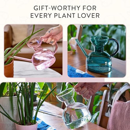 Modern Sprout Glass Watering Can - 32 oz - Long Spout Modern Decor (Blush) - color: Blush