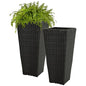 Sunnydaze 24" Square Tall Wicker Outdoor Planter, Black, 2pk - color: Black, size: 24 in