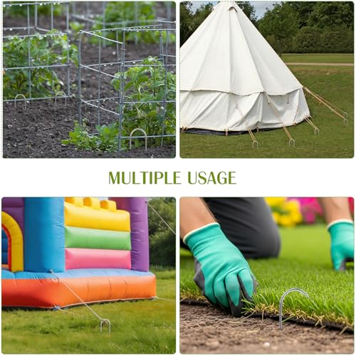 Whonline 22 Pack Landscape Staples, 6 Inch Round-top Garden Stakes - color: 6 Inch/Round Top-22 Pcs