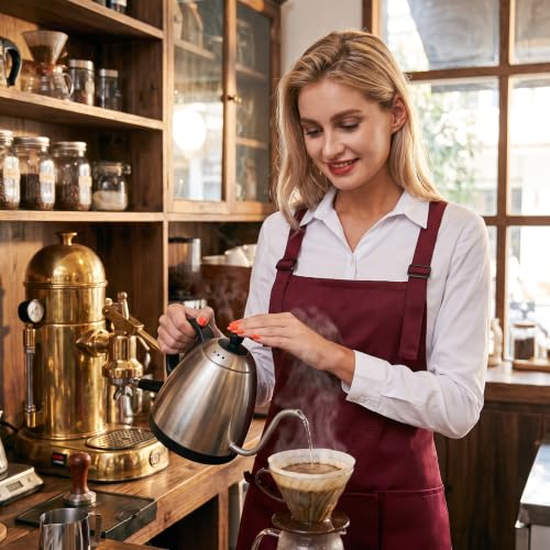 Nanxson Apron with Pockets Cross Back Apron for Hair Stylist Gardening - color: Dark Red