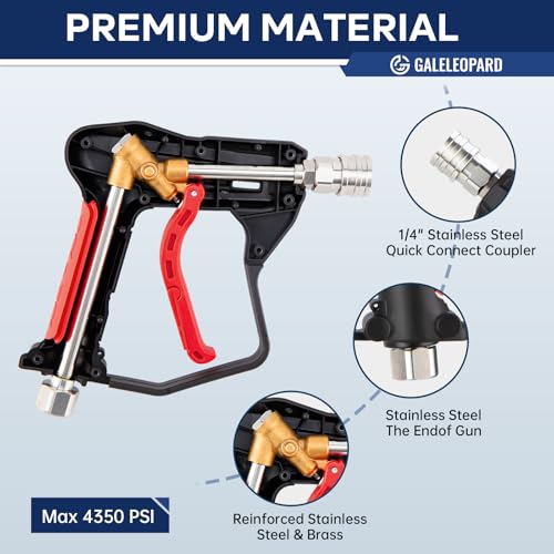 Short Pressure Washer Gun with 1/4" QC,with 5 Spray Nozzle Tips