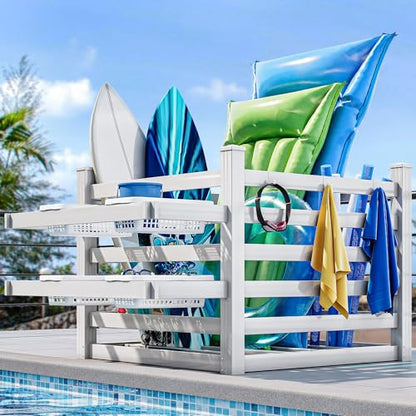 YITAHOME 64" W x 47" L x 39" H Poolside Deckbox Storage Organizer with 6