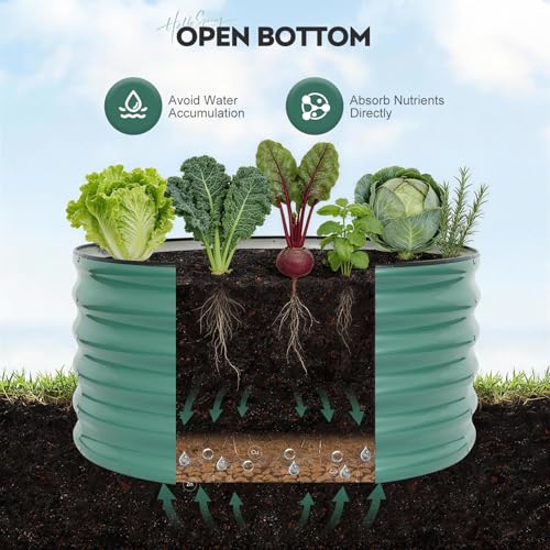 Galvanized Raised Garden Bed,2 PCS 3x3x1.4ft Round Planter LotusGreen - color: Lotusgreen, size: 3x3x1.4ft