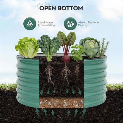Galvanized Raised Garden Bed,2 PCS 3x3x1.4ft Round Planter LotusGreen - color: Lotusgreen, size: 3x3x1.4ft