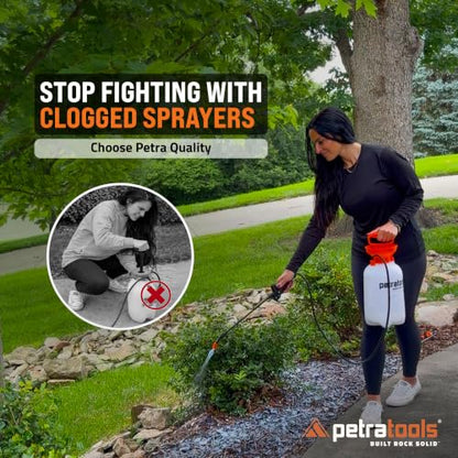 PetraTools HD201 Garden Pump Sprayer 2 Gallon, 52-in Long Hose & 2 Nozzles - size: 2 Gallon
