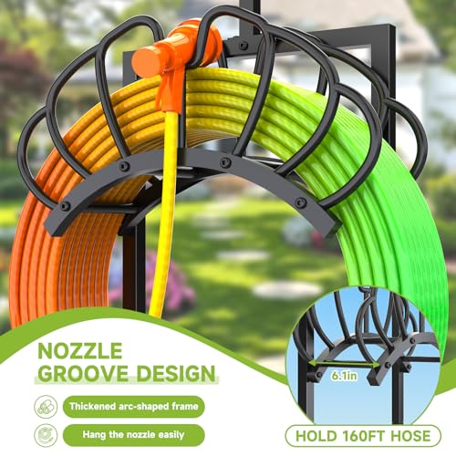 Garden Water Hose Holder with Solar Light & Shepherds Hooks for outside