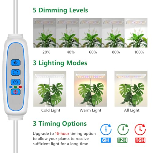 Aumtrly Plant Light White 2 Pack, Desk LED Grow Lights for Indoor Plants - size: 2 Pack/white