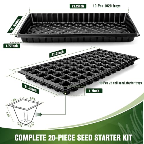 20 Pack Seed Starter Trays Heavy Duty Plastic Seedling Trays kit
