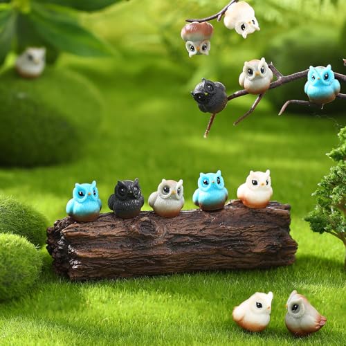 Weysat 60 Pcs Mini Resin Owls Miniature Figurines Tiny Resin Owls