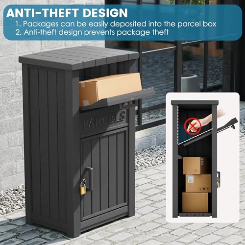 Package Delivery Box for Outside, Parcel Drop Box, Classic Black - color: Black