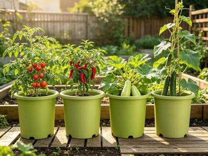 4-Pack 16 inch Large Deep Planters for Outdoor Plants -Light Green - color: Light Green