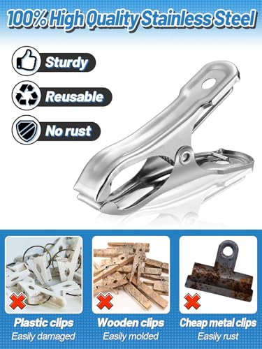 PAMASE 40Pcs Large Open Stainless Steel Garden Clips - style: 40pcs