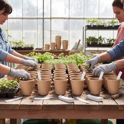 60 Pack 5" Biodegradable Peat Pots, Seed Starter with Drainage