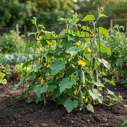 DoCred 39.4" H Cucumber Trellis, 2 Pack Foldable A Frame Garden Trellis - color: Black, size: 39.4" H (Standard)