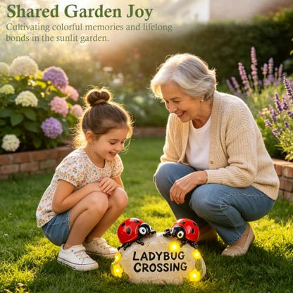 Solar Ladybug Garden Statues 4.7" Resin Ladybug Solar Lights - style: Ladybug
