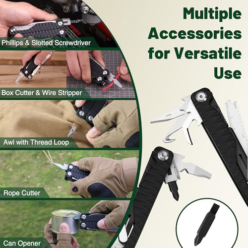 MOSSY OAK 17-in-1 Multitool Pliers, CNC-Machined Steel, G10 Handle - color: 17-in-1, Black