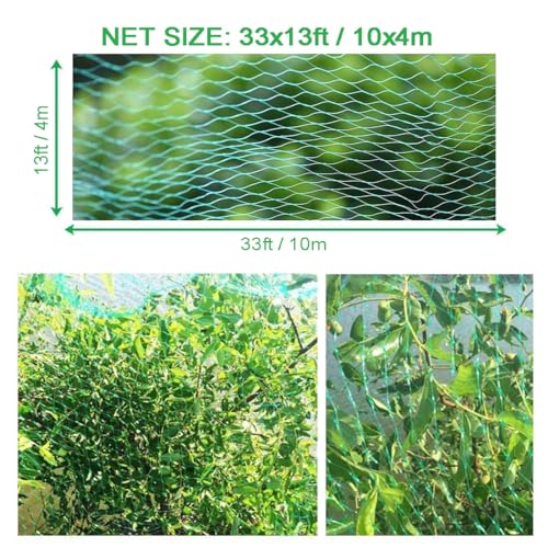 Bird Netting for Garden, 13 x 33Ft Anti Bird Net with 50 Ties and 20 Tacks