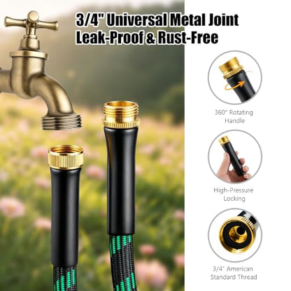 Garden Hose 25FT, Ultra Lightweight with 10-Function Nozzle - color: Green