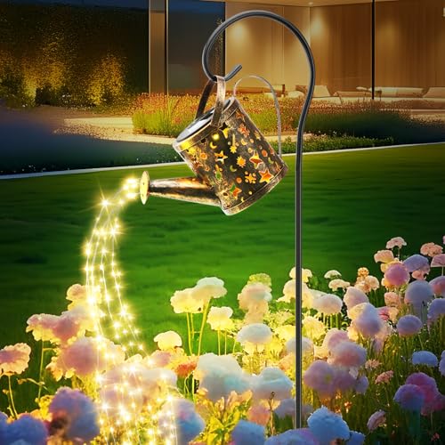 Solar Watering Can Lights Outdoor，Metal Hanging Garden Decor, Waterproof Solar Powered Lights for Patio, Lawn, Yard，Cute Outdoor Decoration for Mom, Grandma, Lady，Perfect Birthday Gift