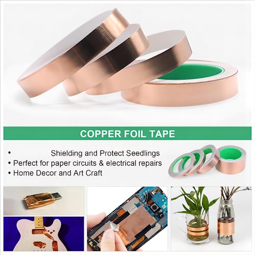 BOMEI PACK Copper Foil Tape 1 Pack 1.97mil x 1inch x 66ft with Conductive Adhesive for Guitar and Crafts, Soldering, Stained Glass, Electrical Repairs, Grounding - size: 1 Inch X 66 Ft