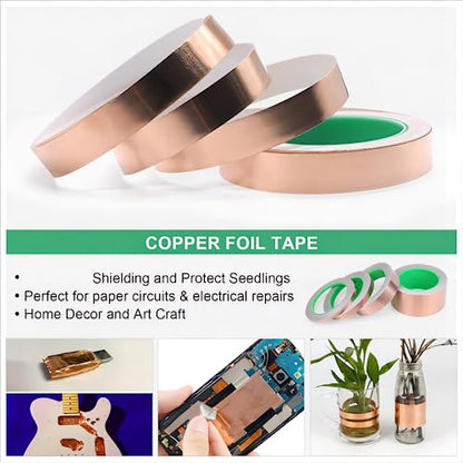BOMEI PACK Copper Foil Tape 1 Pack 1.97mil x 1inch x 66ft with Conductive Adhesive for Guitar and Crafts, Soldering, Stained Glass, Electrical Repairs, Grounding - size: 1 Inch X 66 Ft