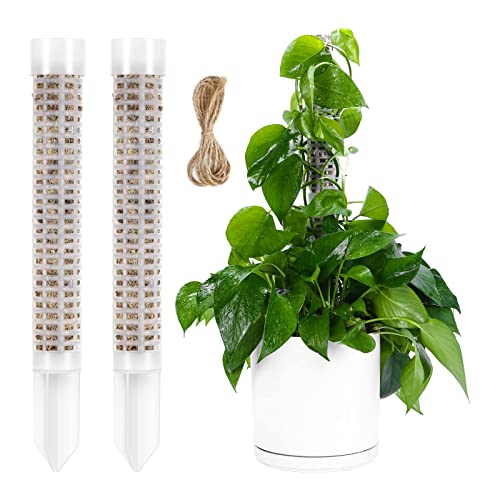 Pre-Filled Sphagnum Moss Pole for Climbing Plants, 25.4 Inch Extendable Plant Stakes, Reusable Plastic Moss Support Poles, Long-Lasting Moisture for Pothos & Monstera Growth