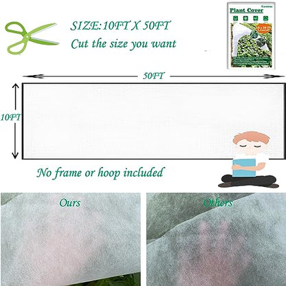 Garutom Plant Covers Freeze Protection 10ft x 50ft 1.1 oz Frost Cloth Plant Freeze Protection, Frost Blankets for Outdoor Plants Winter or Floating Row Covers Shade Cloth for Gardens, Vegetables - size: 10 x 50 ft