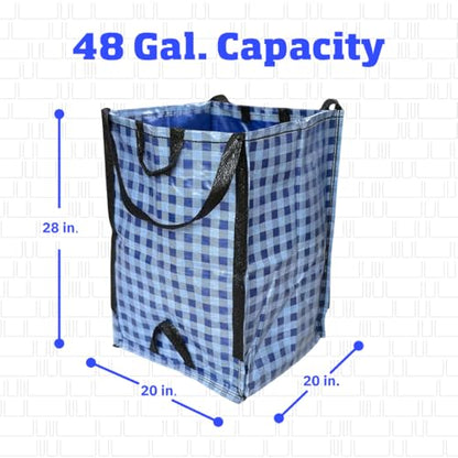 DURASACK Heavy Duty Home and Yard Bags, Gingham Blue - color: Gingham Blue