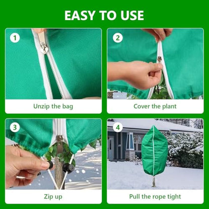 4 Pack 71"x48" Plant Covers with Zipper and Drawstring - size: 4 Pack 71"x48"