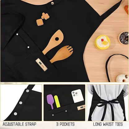 Apron for Women with Pockets, Initail Gardening Apron with Adjustable Straps, Large Pockets & Cross Back Design - color: Bk-d