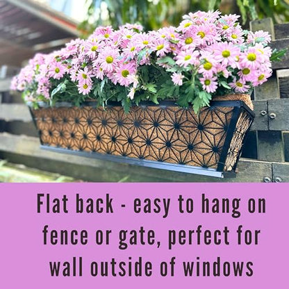 LaLaGreen Large Black Wall Planter (24 in, 2 Pack) Metal Window Boxes - size: 24" (61cm) x 2 pack