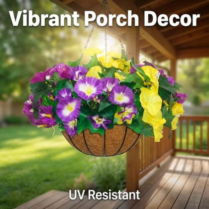 Qfglly 6 Bundles Artificial Morning Glories Silk UV Resistant12 Outdoor