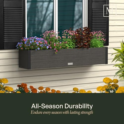 Mayne Horizon 36in Rectangular Window Box Planter, Charcoal - size: 36in