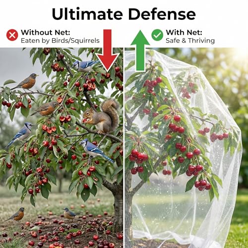10ftx10ft Large Fruit Tree Netting Cover Zipper Drawstring Garden Pest Mesh - size: 10x10Ft
