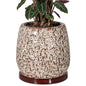 10.3 Inch Ceramic Glaze Plant Pot with Saucer, Flower Pots with Drainage Hole Mesh Net (Spot White) - color: Spot White