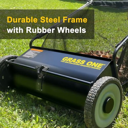 26 Inch Push Lawn Sweeper with 7 Cu.Ft Collection Bag