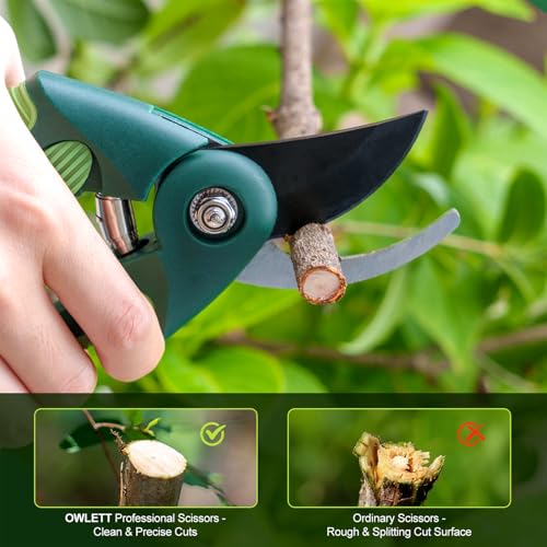 Pruning Shears for Gardening, 8.5" Bypass Garden Scissors Adjustable Grip Width, Ultra-Sharp Hand Pruner Rust-resistant Steel Blade Heavy Duty Garden Clippers with Safety Lock, Shears Gardening Tools