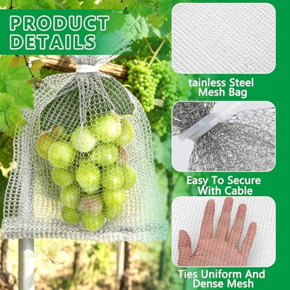 DECYOOL 30 Pack 8 x 12 Inches Fruit Protection Wire Mesh Bags