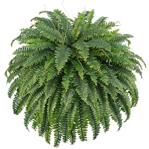 FOREST PRINCE 50" Artificial Boston Ferns, Fake Bush Plants for Outdoors