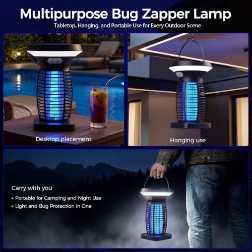 Solar Bug Zapper Outdoor and Indoor, Mosquito Fly Zapper for Home - color: black
