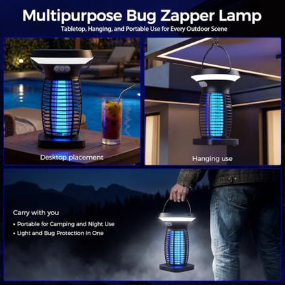 Solar Bug Zapper Outdoor and Indoor, Mosquito Fly Zapper for Home - color: black