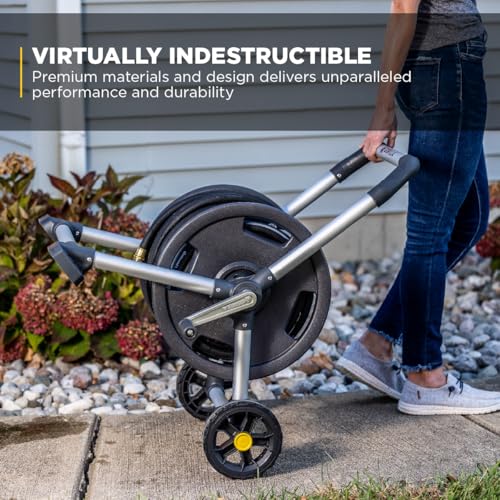 Gorilla GRS-200H Aluminum Garden Hose Reel, 200 Ft, No-Leak Brass Fittings - size: 200 FT