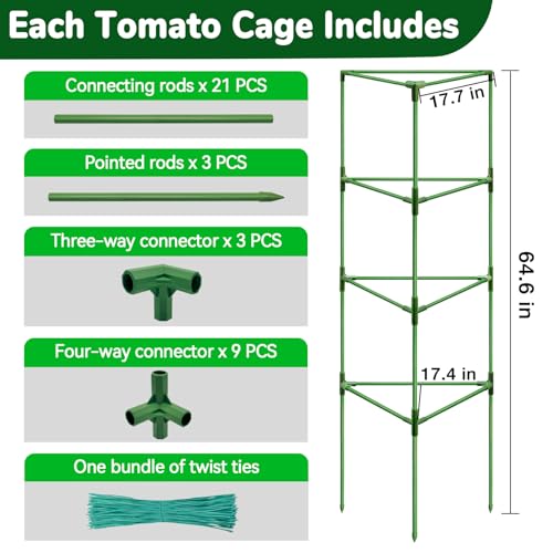 ZeeDix 65 Inch Heavy Duty Tall Tomato Cages for Garden 2 Pack - size: 65 Inch