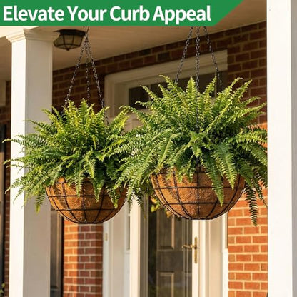 16 Inch Hanging Planters for Outdoor Plants, 2 Pack Large Hanging Baskets