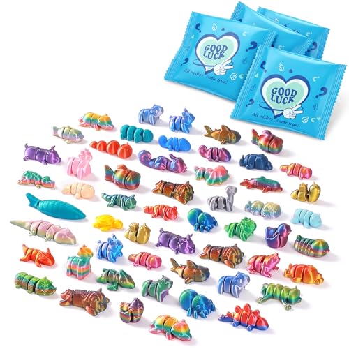 50Pcs Mini 3D Printed Animals Blind Bags, Individually Wrapped Mystery Figurines for Fairy Garden, Terrarium Decor, Party Favors, DIY Crafts - color: 3d-animals