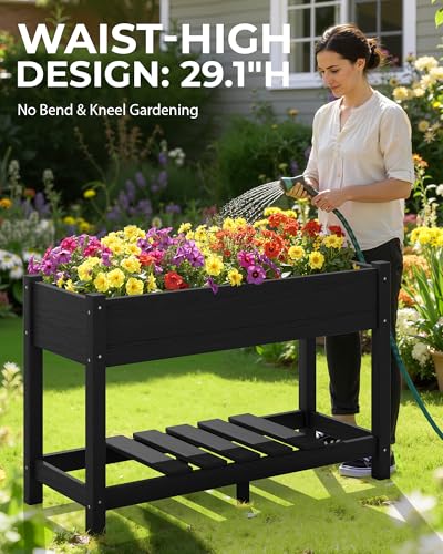 SERWALL Raised Garden Bed with Legs-Black - color: Black, size: 1 pack