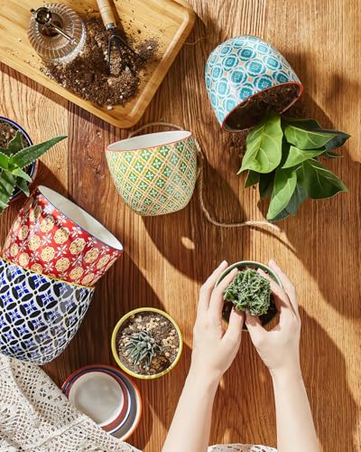Metahom 3.8 Inch Succulent Pots, Ceramic Pots for Plants, Set of 4 - size: 3.8 inch
