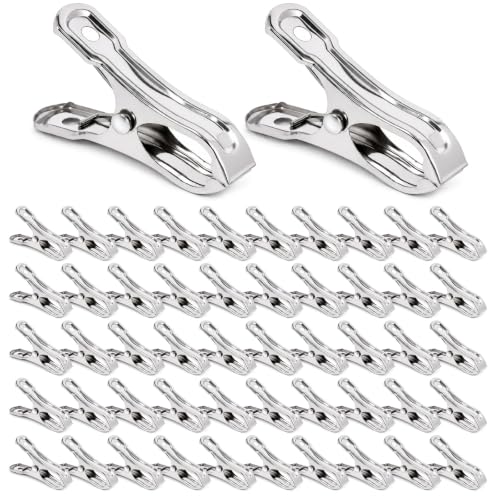 52 PCS Garden Clips - Stainless Steel Greenhouse Clamps,Strong Grip Heavy Duty Metal Clip, for Have a Strong Grip to Hold Down the Shade Cloth or Plant Cover on Garden Hoops