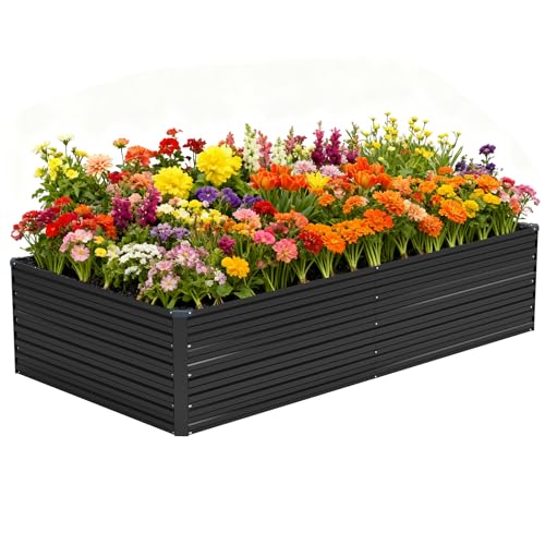 Vengarus 8x4x2ft Galvanized Raised Garden Bed,Metal Raised Beds Kit Black - color: Black, size: 8x4x2 ft